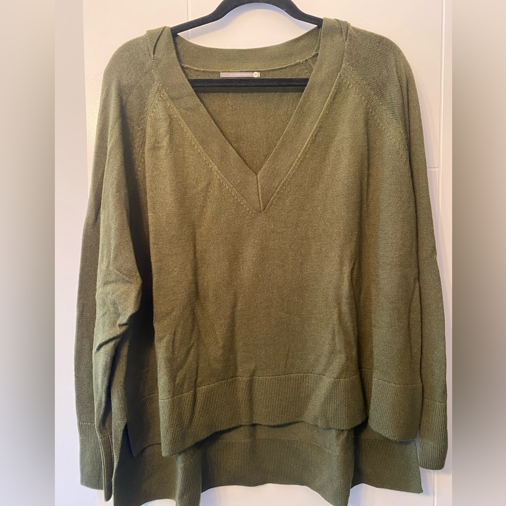 By anthropologie V-neck green sweater, size small